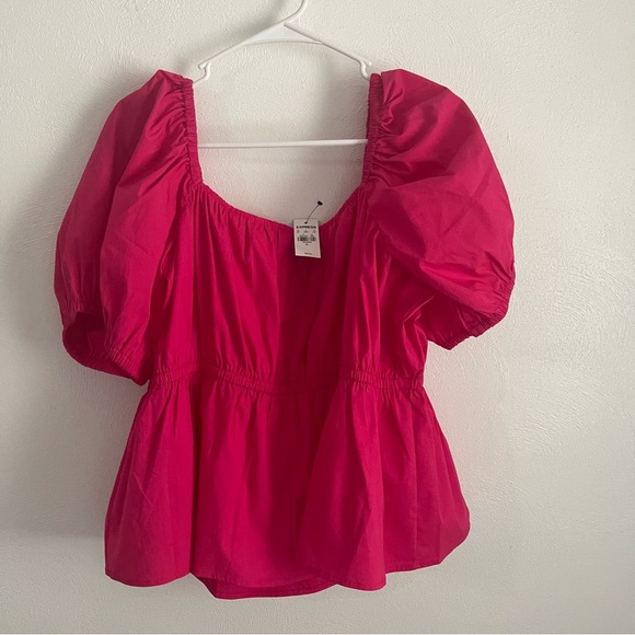 Express Fuchsia Puff Sleeve Blouse - Picture 2 of 11